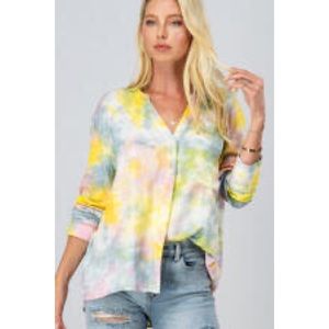 SOLD OUT💛🌻🍦TIE DYE BUTTON DOWN COLLARLESS SHIRT